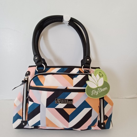 Lily Bloom Satchel Bag Purse Shoulder Large Geometric Womens NWT - Picture 9 of 10